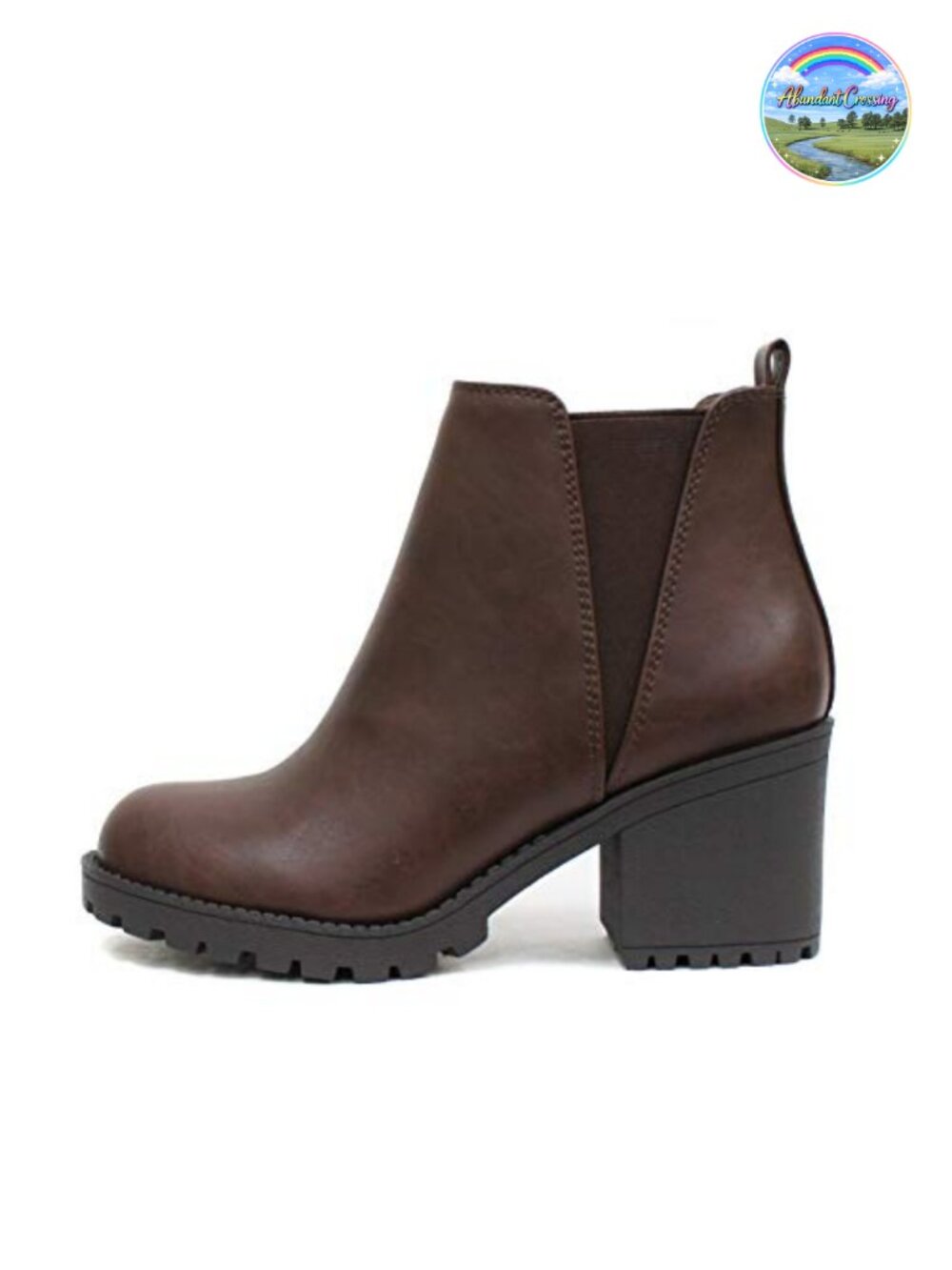 Women's Chelsea Ankle Booties Mid Heel Double Elastic Gore Lug Sole